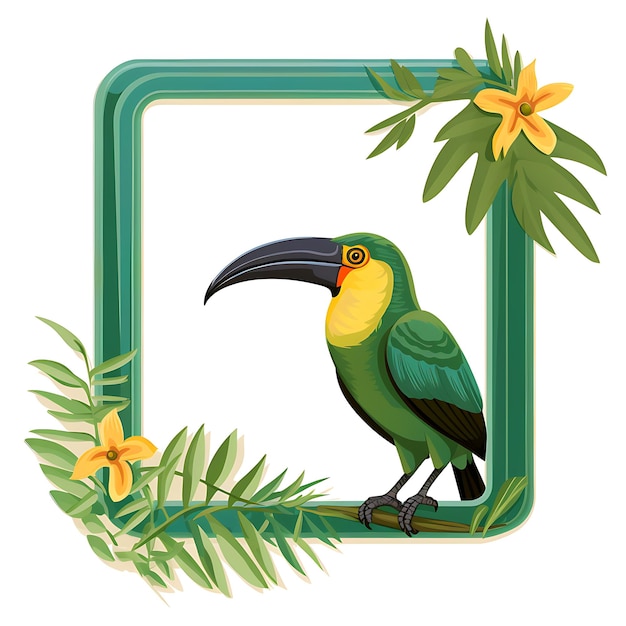 Foto animals frame of emerald toucanet chick craft a frame capturando el diseño creativo lindo en 2d