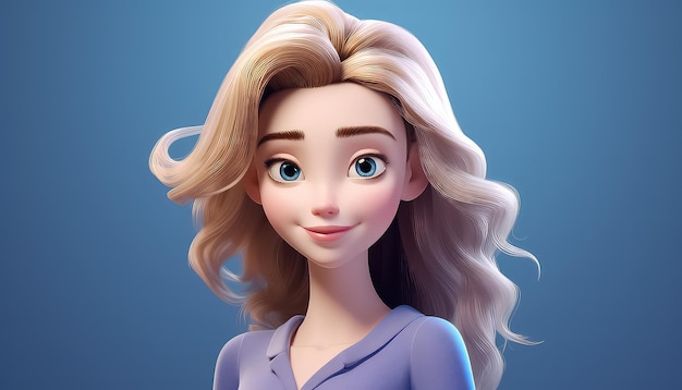 Animationsporträt mit blonden Haaren 3D