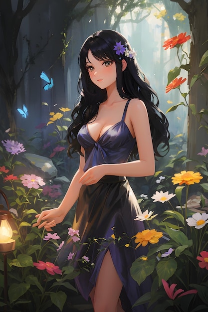 Anime Beautiful Girl in Forest Cute Anime Girl in Forest Anime Girl Anime Art Anime Ilustração AI Generative