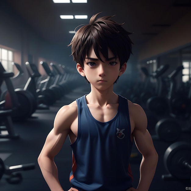 anime boy 3d en el gimnasio