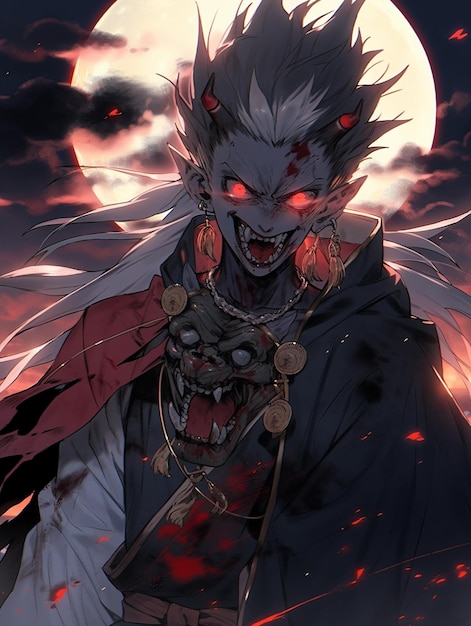 Anime-Charakter mit Blut im Gesicht und einem blutigen Gesicht, generative KI