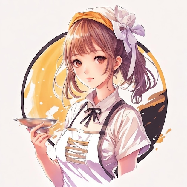 Anime cozinhar imagens de retrato de menina com ai gerado