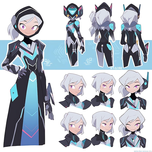 Anime Desenho de Personagens Feminina Moda de Casamento Futurista Bodysuit Geométrico Tall Me Concept Art