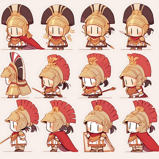 Anime Desenho de personagens Homem Romano Centurião Armadura Antiga Romana Casamento Altura Alta Arte Conceito