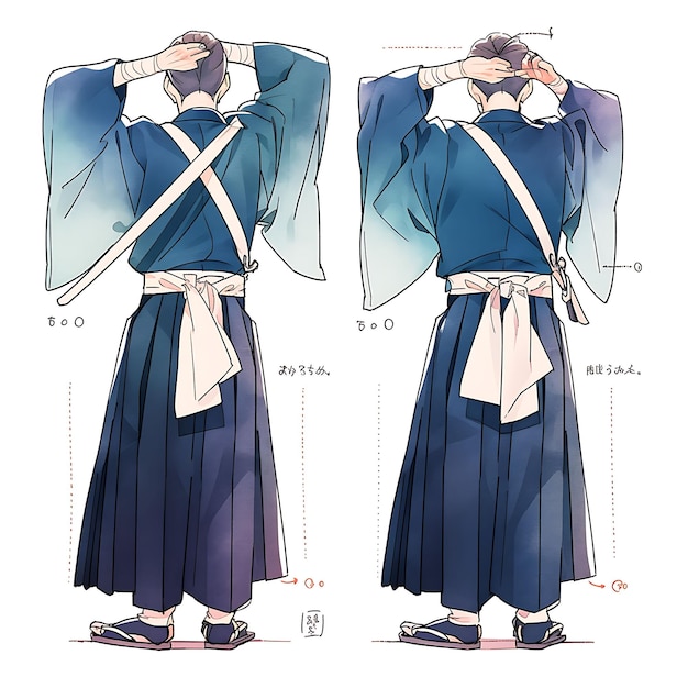 Foto anime desenho de personagens masculino tradicional japonês hakama cerimônia de chá casamento alto i arte conceitual