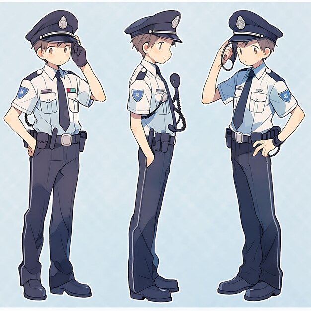 Anime Desenho de Personagens Oficial de Polícia Homem Uniforme Execução da Lei Casamento Alto Hei Arte Conceito