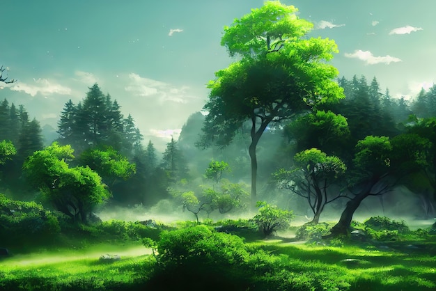 Anime Estilo de Arte Natureza Meio Ambiente Conceito de Arte Ilustração Imagem de Fundo