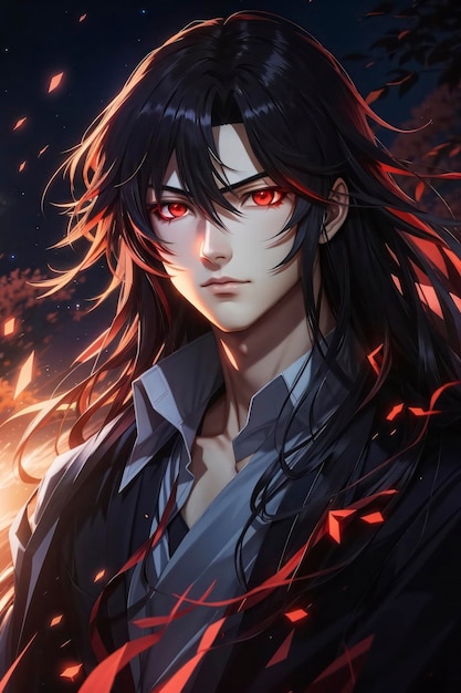 Anime Junge mit roten Augen