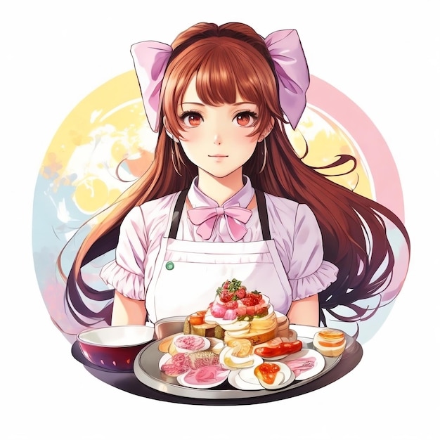 Anime-Kochmädchen-Porträtbilder mit KI generiert