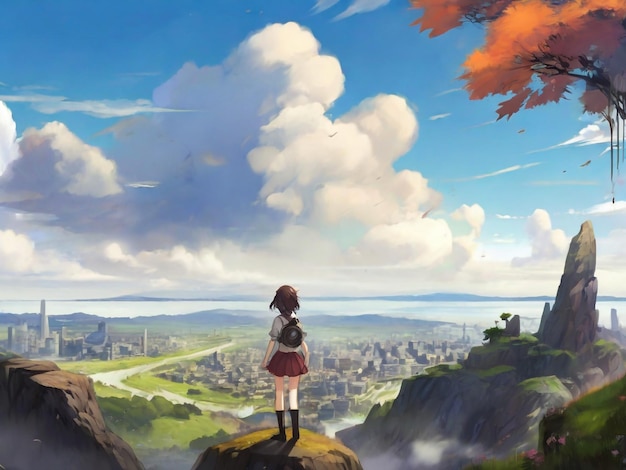 Anime-Landschaft der Person