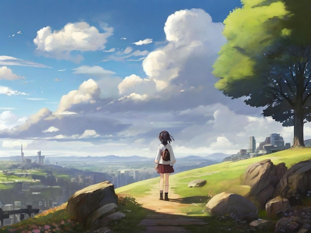 Anime-Landschaft der Person