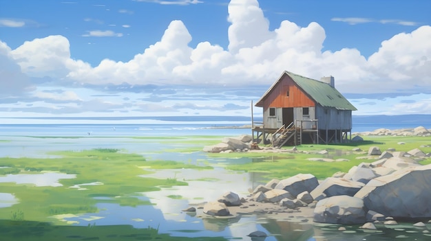 Anime-Landschaft im Studio-Ghibli-Stil