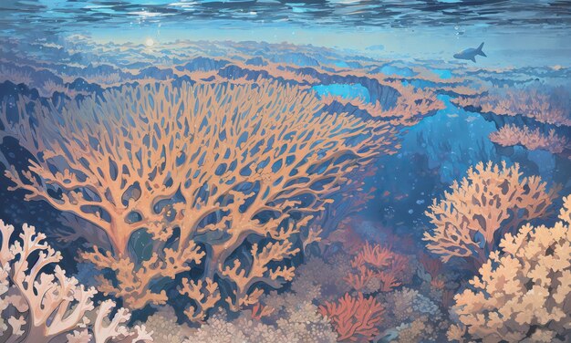 Foto anime mar oceano coral água fundo do mar embaixo da agua generativo ai generativo ai