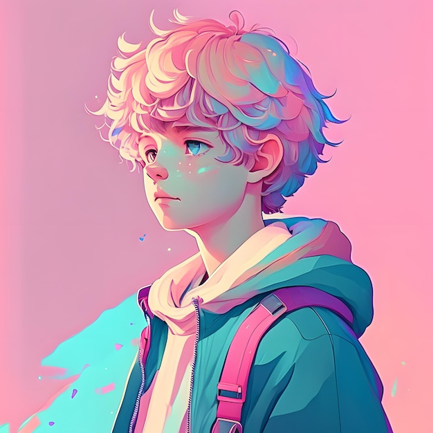 anime menino lofi ilustração cor pastel