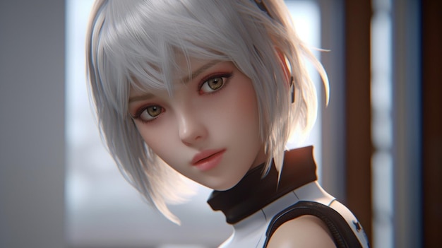 Anime una muñeca hiperrealista de una dama Unreal Engine e IA generativa