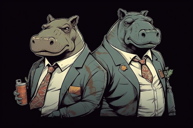 Anime Narcos Hippos chefe traficantes colombianos ilustração de fundo estilo mangá generativo ai