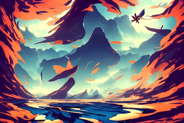 Anime Natur Abstrakte Kunst Hintergrundbild