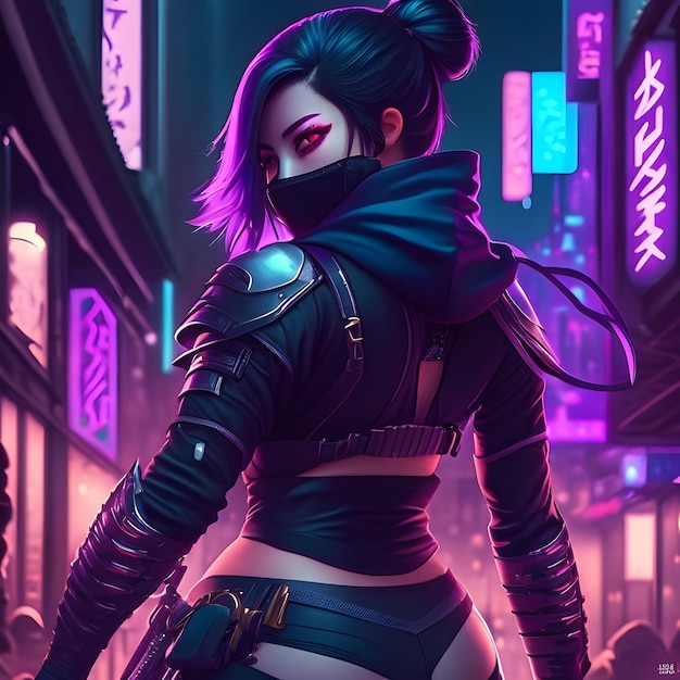 Anime-Ninja-Mädchen-Illustration