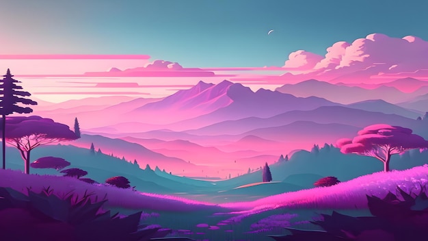 anime paisaje color pastel