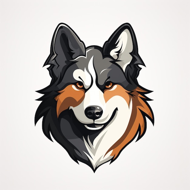 Anime perro personaje logo icono mascota cara dos colores adulto fondo blanco