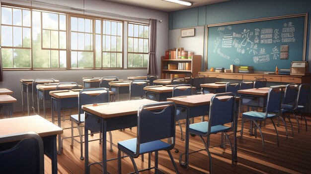 Foto anime de silla de clase juego de novela visual