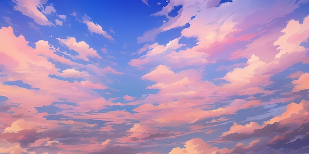 Foto anime sonntag blauer himmel sonnenlicht weiße flauschige wolken helles wetter im sommer zeitschrift zeichentrickfilm