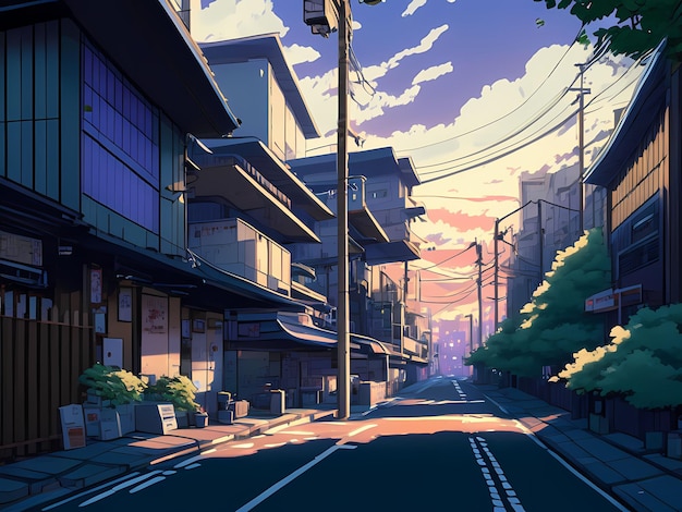 Anime-Stadtstraßenlandschaft