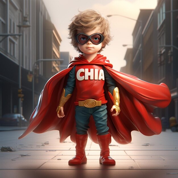 Anime-Superheld Chiibi Toddler im Pixar-Stil