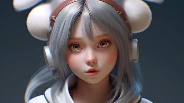 Anime uma boneca hiper-realista de uma senhora Unreal Engine e Generative AI