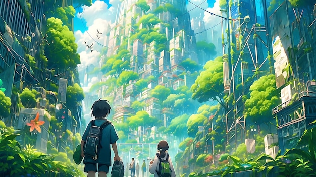 Anime Vibrant Mundo cautivador de paisajes de cómics y manga