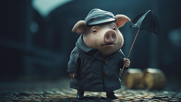 Foto animierte illustration von schweine in verschiedenen berufen 3d-realistisch