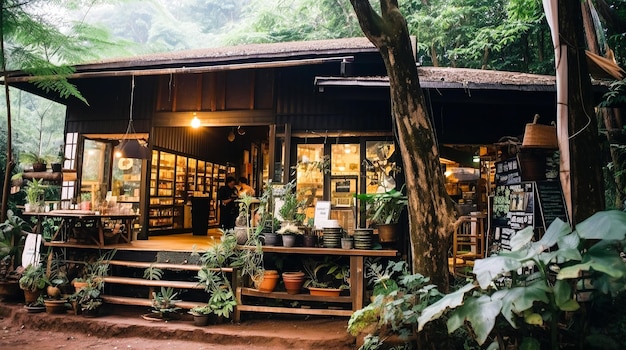 Aninhado no coração da Tailândia rural em meio à vegetação exuberante da floresta e do balanço