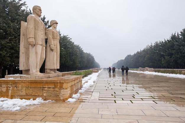 Anitkabir memorias en día de invierno en Ankara Turquía