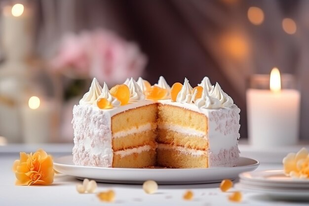 Aniversário Bolo de baunilha com flores