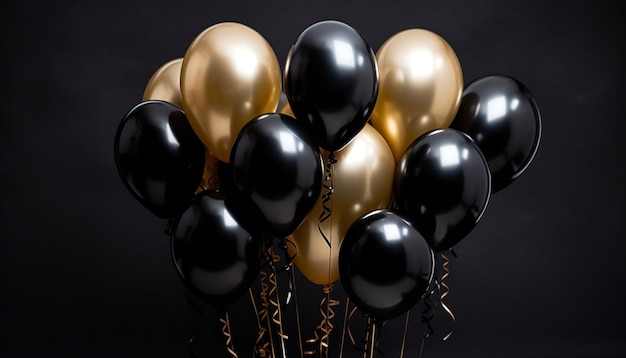 Aniversário de balões dourados e amarelos e decoração de festa Arte generativa ai
