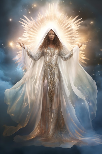 Foto anjo celestial com halo ai gerado