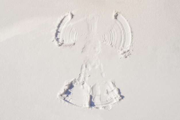 Anjo de neve feito na neve branca