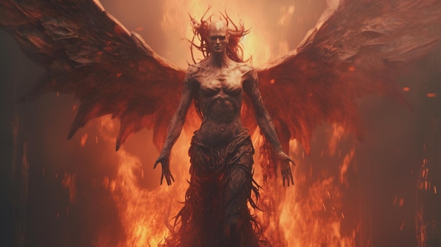 Anjo Demônio Céu Inferno UHD 8k Generativo Ai