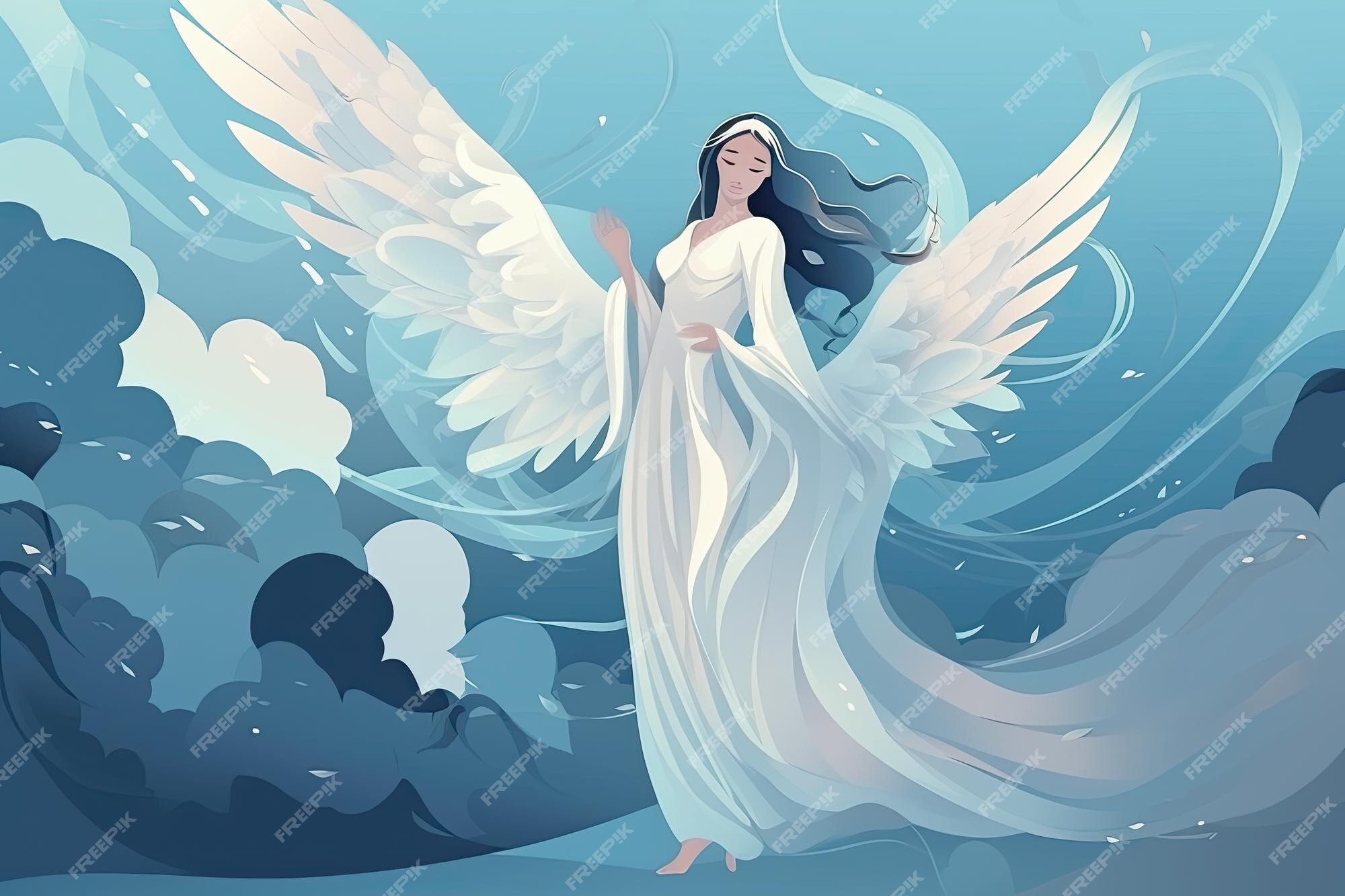 Anime Estilo Ilustração Anjo Menina Bonita Voando Céu imagem vetorial de  Malchev© 669699196