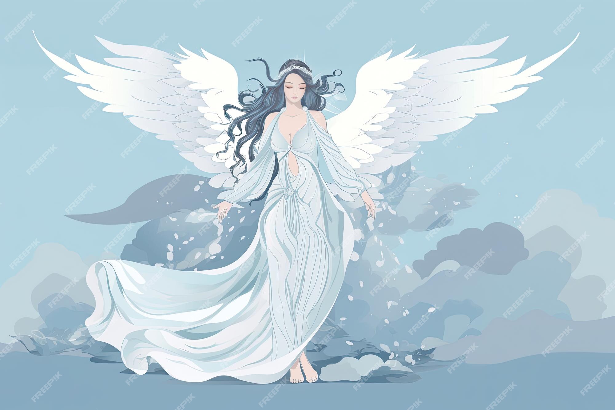 Anime Estilo Ilustração Anjo Menina Bonita Voando Céu imagem vetorial de  Malchev© 669699196