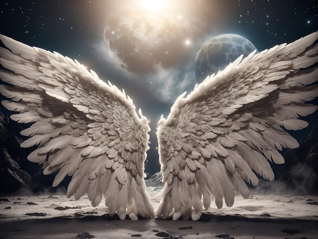 Anjos de asas de fundo fundo digital