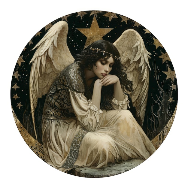 Anjos magníficas fotos de ilustração com um grande par de asas e halo brilhante