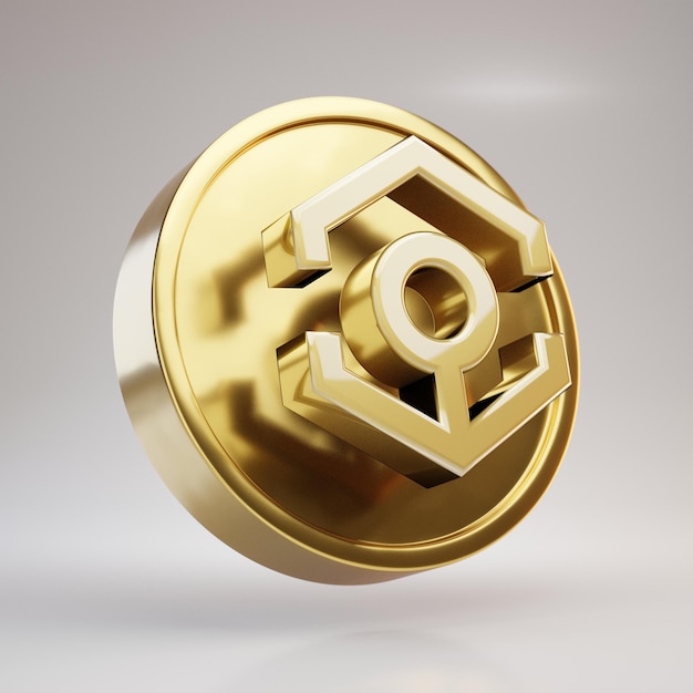 Ankr-Kryptowährungsmünze. Gold 3d gerenderte Münze mit Ankr-Symbol auf weißem Hintergrund.