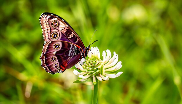Anmutige Begegnung mit einem Monarchfalter, der auf einer Blumenpflanze ruht und das Licht und die Schönheit der Natur in seinen Bann zieht