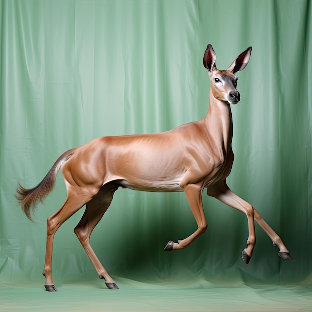Anmutige Gazelle springt vor sanftgrünem Hintergrund