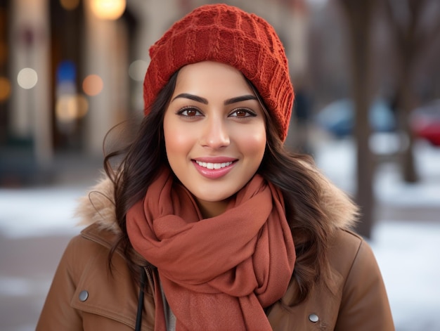 Anmutige indische Schönheit in eleganter Winterkleidung