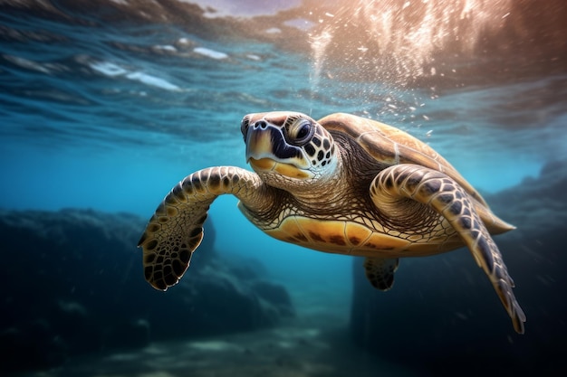 Anmutiges Meeresschildkröten-Ballett-Meerestierfoto