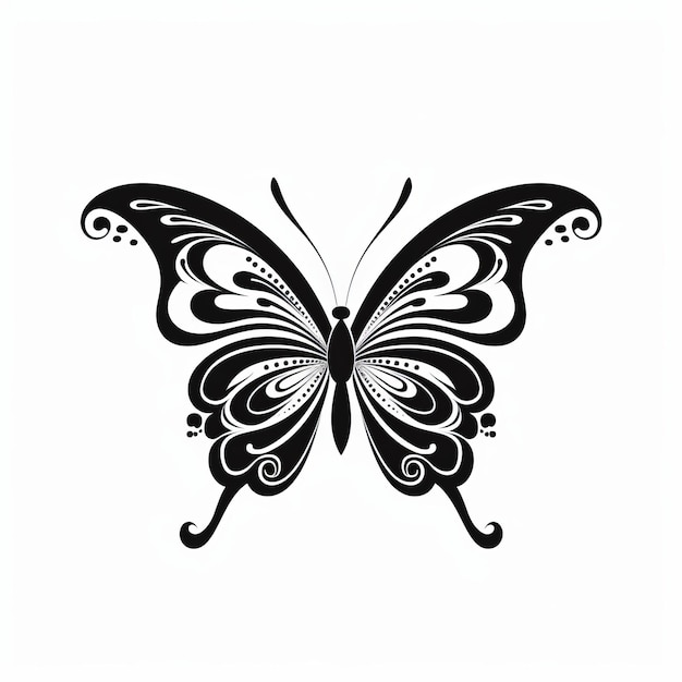 Anmutiges schwarzes Schmetterlingsdesign auf weißem Hintergrund