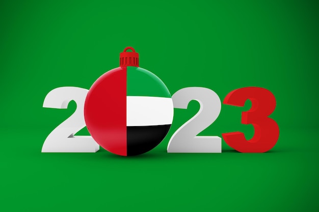 Año 2023 con adorno de los Emiratos Árabes Unidos