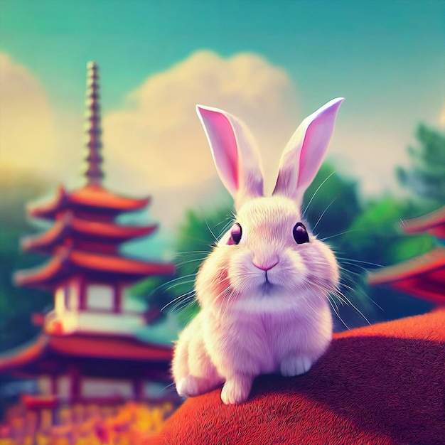 año del conejo 2023 ilustración de conejo chino